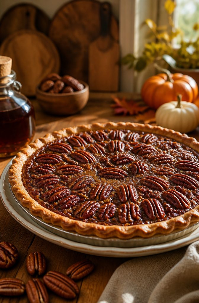 Fall Baking Desserts: 15 Recipes for Pumpkin, Apple and Pecan 9 A pecan pie with a glossy custard filling and pecans on top.