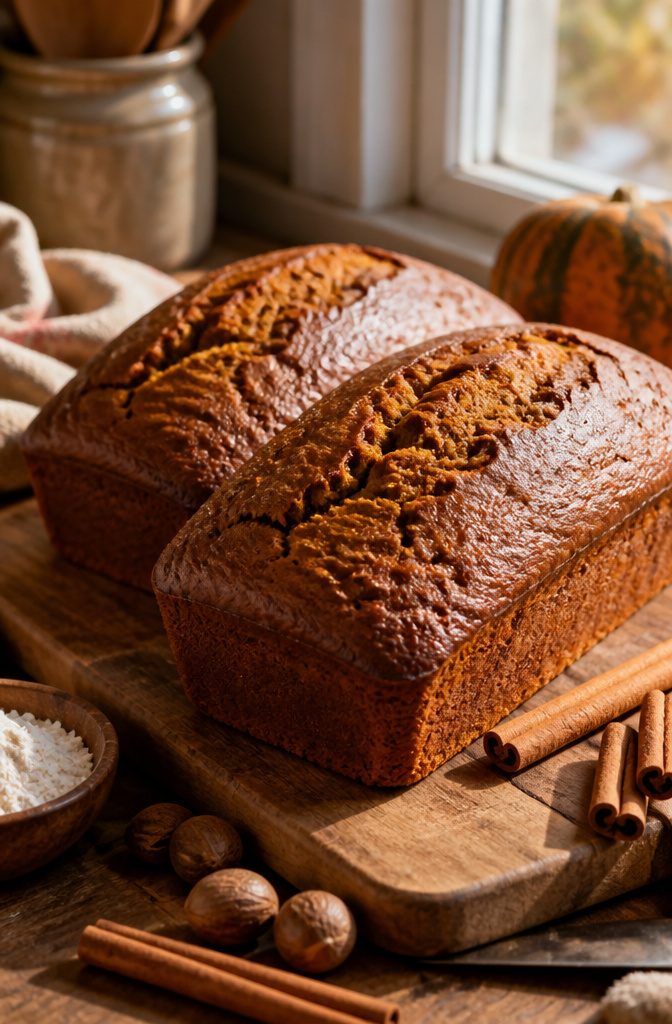 Fall Baking Desserts: 15 Recipes for Pumpkin, Apple and Pecan 2 Two loaves of pumpkin bread cooling in pans.