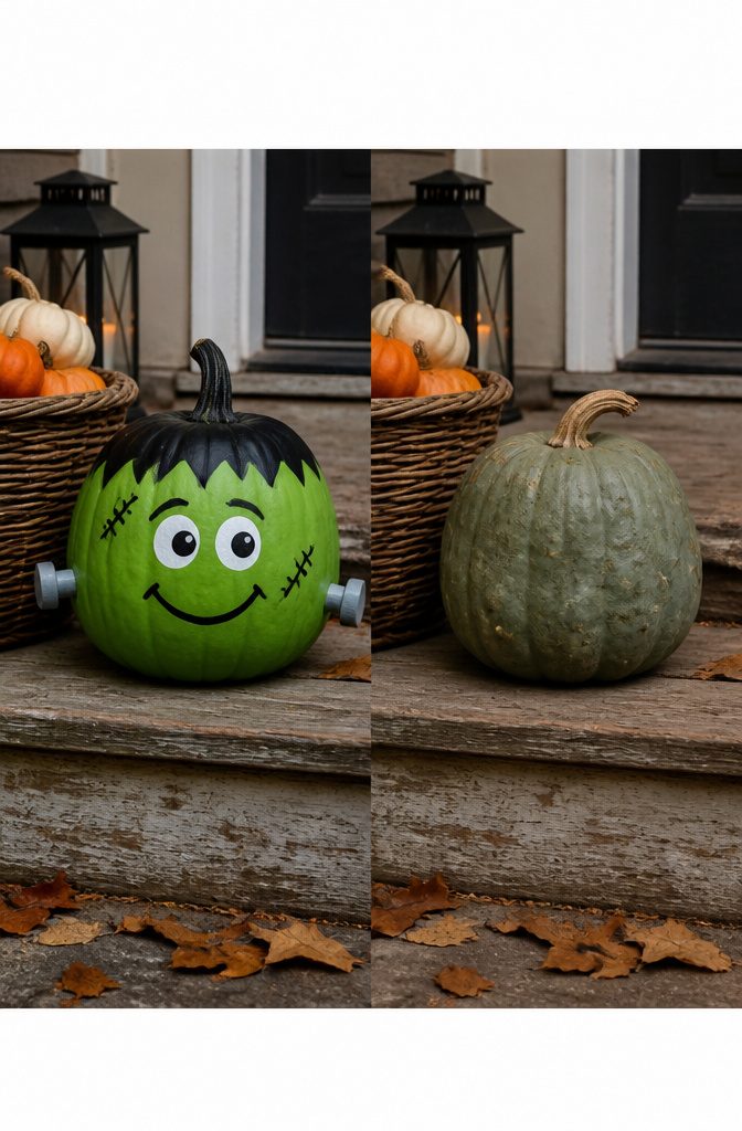 Pretty Painted Pumpkins: Ideas and Techniques for 2026 9 A pumpkin painted with a monster face design.
